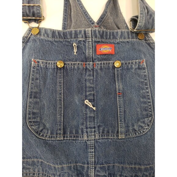 Dickies Mens 46x32 Blue Bib Overalls Denim Work Wear Carpenter Farmer Pre Owned - Picture 8 of 14